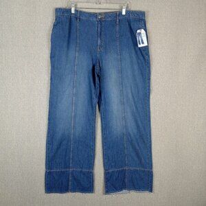 Time and Tru Jeans Size 18 Blue Denim Wide Leg High Rise Full Length Medium Wash